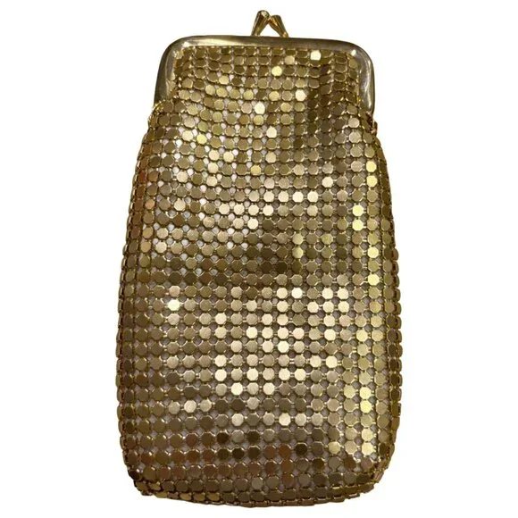 Vintage 1960s Whiting & Davis Gold Mesh Kisslock Case Wallet - Picture 1 of 3